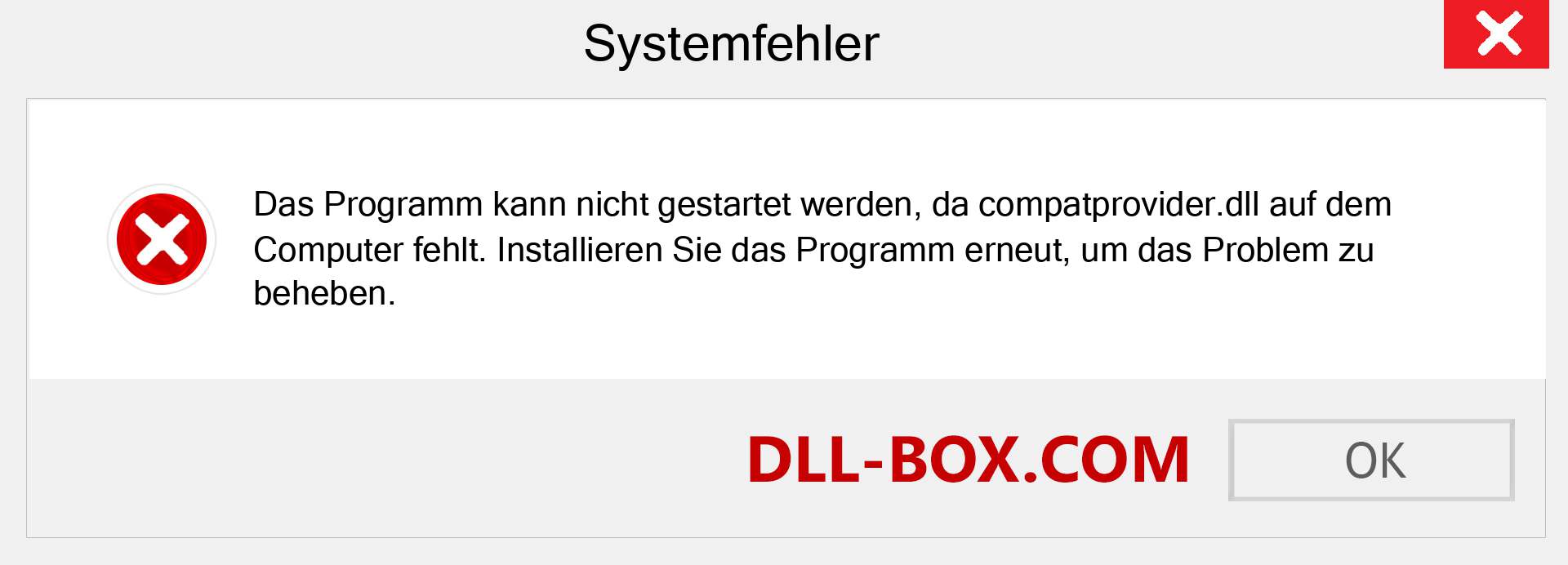 compatprovider.dll-Datei fehlt?. Download für Windows 7, 8, 10 - Fix compatprovider dll Missing Error unter Windows, Fotos, Bildern